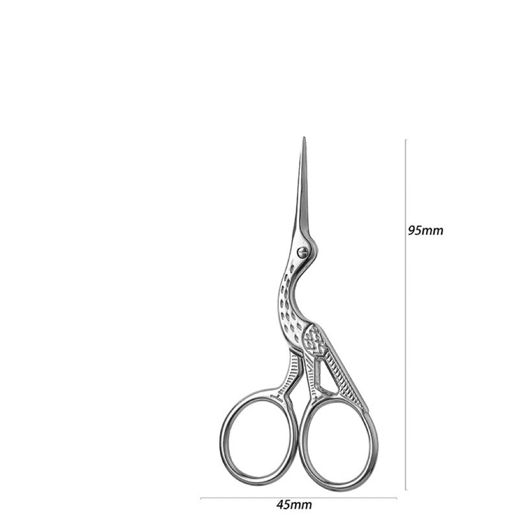 Vintage stainless steel crane scissors, tea scissors, embroidery scissors, thread scissors, household eyebrow scissors, colorful handcraft scissors