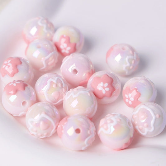 Hand-painted beads, night glow, cherry blossom, seven colored light, shell beads, oil drops, acrylic beads, diy beads, mobile phone chains, bracelet accessories