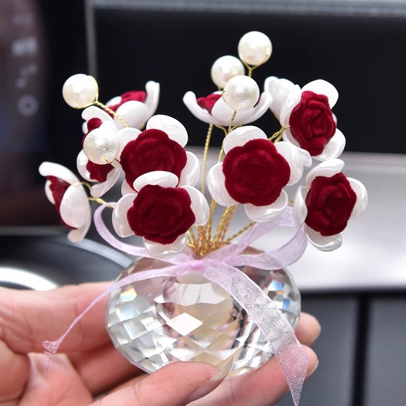Car decorations rose flowers beads for car and home decor