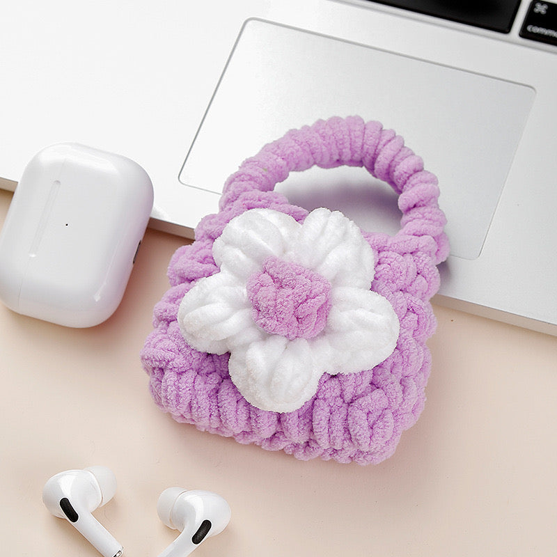 Cute Crochet Bag Woven Earphone Storage Bag Handmade Headphones Boxes Portable Knitted Headset Covers Holder Case Accessory