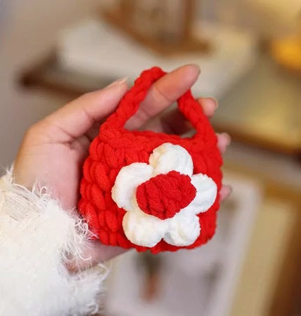 Cute Crochet Bag Woven Earphone Storage Bag Handmade Headphones Boxes Portable Knitted Headset Covers Holder Case Accessory