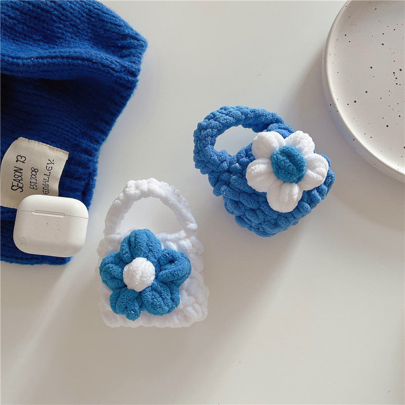 Cute Crochet Bag Woven Earphone Storage Bag Handmade Headphones Boxes Portable Knitted Headset Covers Holder Case Accessory