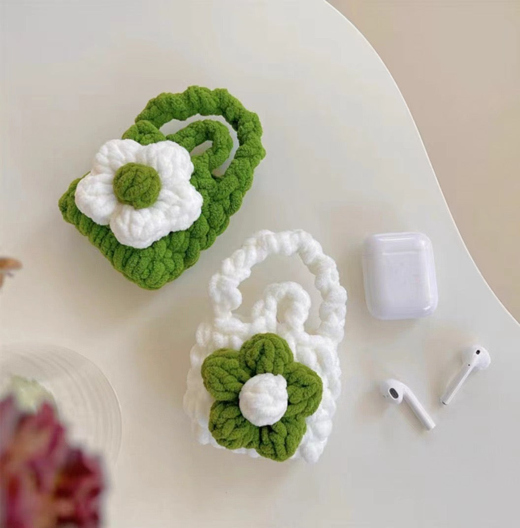 Cute Crochet Bag Woven Earphone Storage Bag Handmade Headphones Boxes Portable Knitted Headset Covers Holder Case Accessory