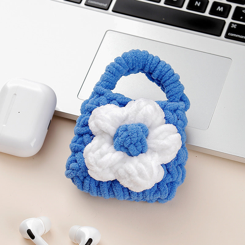 Cute Crochet Bag Woven Earphone Storage Bag Handmade Headphones Boxes Portable Knitted Headset Covers Holder Case Accessory