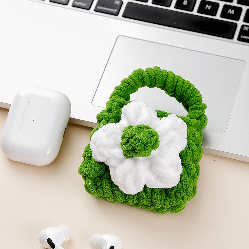 Cute Crochet Bag Woven Earphone Storage Bag Handmade Headphones Boxes Portable Knitted Headset Covers Holder Case Accessory