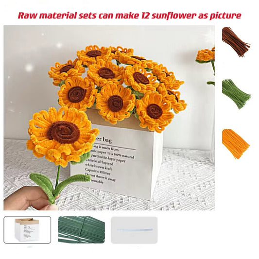 DIY Raw Material Sunflowers Kits Chenille Stems Pipe Cleaners Fuzzy Wire Whole Sets Flowers Birthday Gift Home Craft Flowers Handcraft