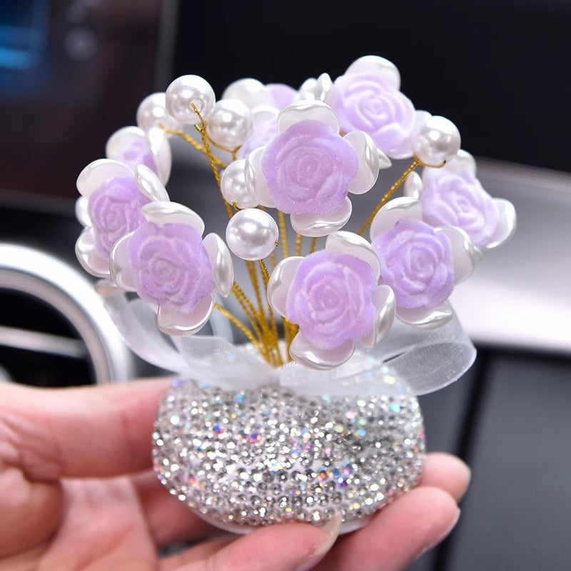 Car decorations rose flowers beads for car and home decor