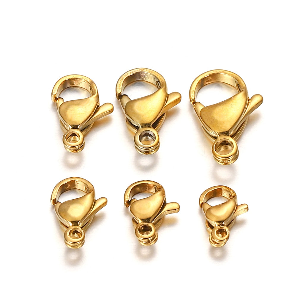 30Pcs/lot Stainless Steel Gold Plated Lobster Clasp Claw Clasps For Bracelet Necklace Chain Diy Jewelry Making Findings Supplies