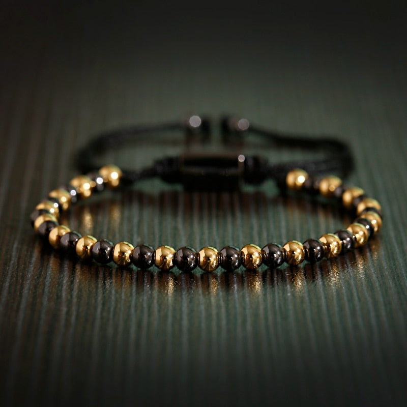 Classic Men Women Bracelet 4MM Copper Beaded Charm Bracelet Pulseira Adjustable Bracelet Fashion Jewelry Gift