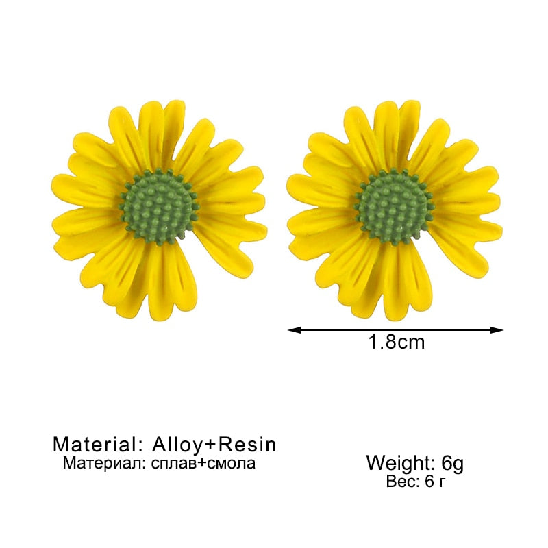 IPARAM New Korean Small Fresh Daisy Flower Stud Earrings 2020 Fashion 5 Color Geometric Flower Earrings Girl Ear Jewelry Gift