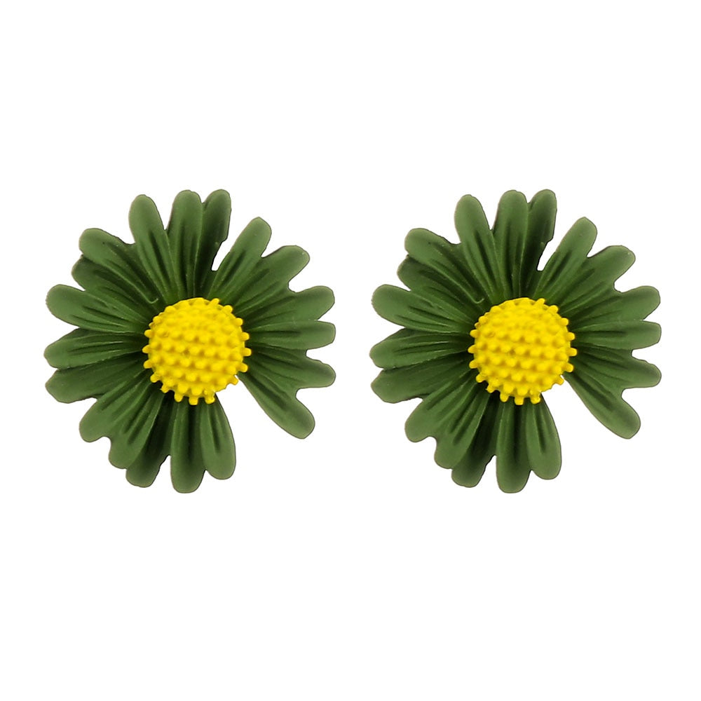 IPARAM New Korean Small Fresh Daisy Flower Stud Earrings 2020 Fashion 5 Color Geometric Flower Earrings Girl Ear Jewelry Gift