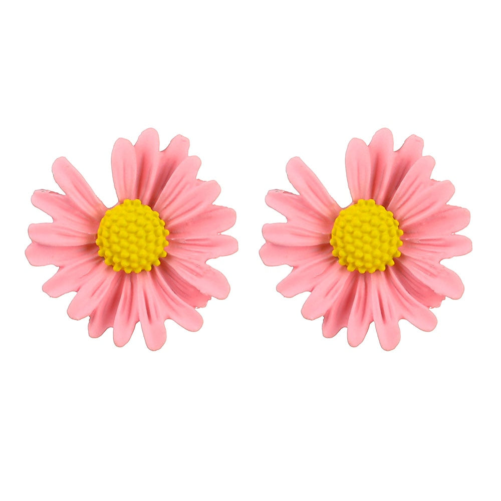 IPARAM New Korean Small Fresh Daisy Flower Stud Earrings 2020 Fashion 5 Color Geometric Flower Earrings Girl Ear Jewelry Gift