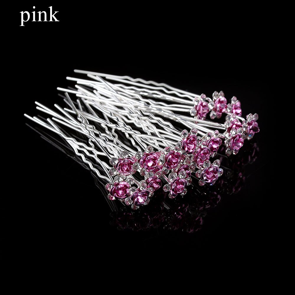 50/20 pcs/pack Women Flowers Hairpin Stick Wedding Bridal Crystal Flowers Hairpin U Shaped Hair Clip Hair Accessories Wholesale