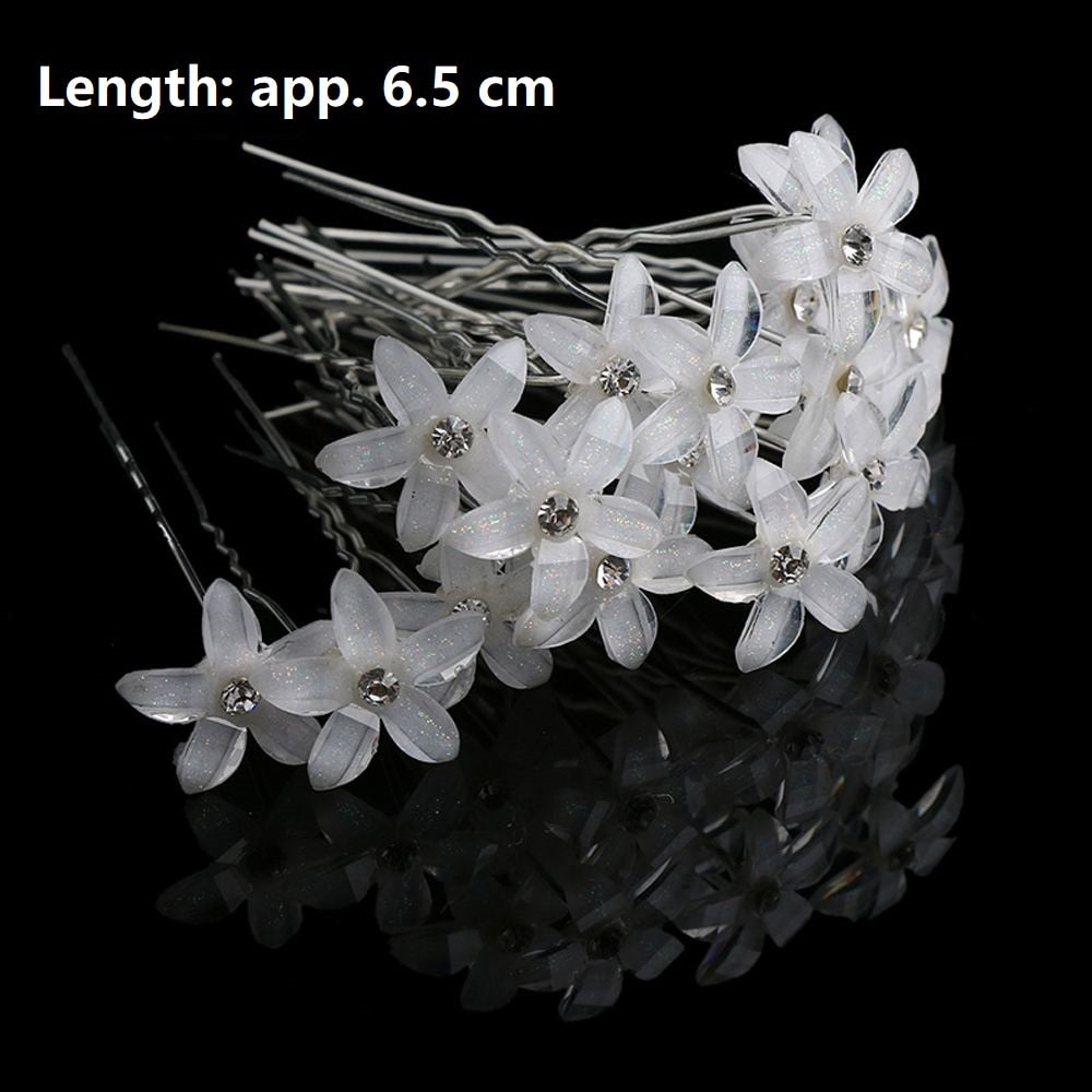 50/20 pcs/pack Women Flowers Hairpin Stick Wedding Bridal Crystal Flowers Hairpin U Shaped Hair Clip Hair Accessories Wholesale