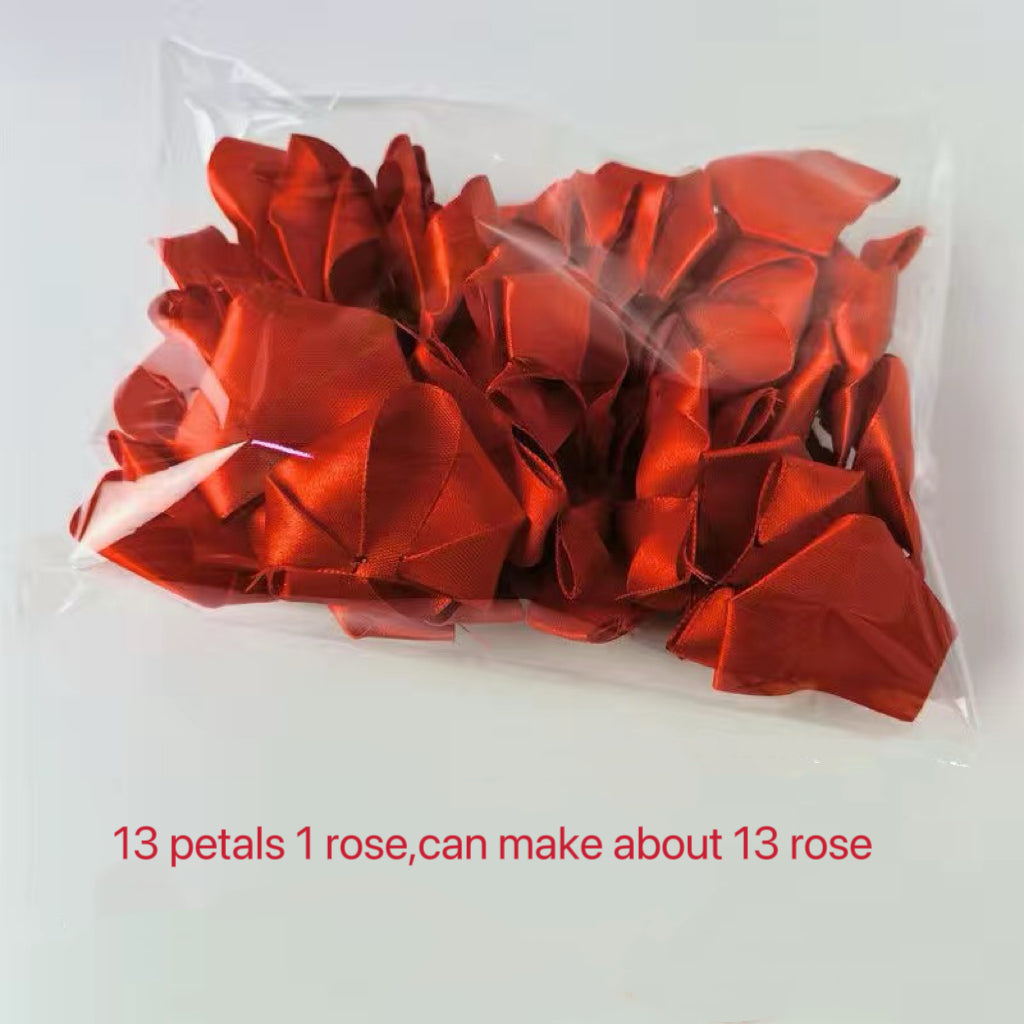 Handmade Diy Semi-Finished Goods Rose Petals With Free Pearl For Ribbon Flower Bouquet Handcraft Birthday Gift