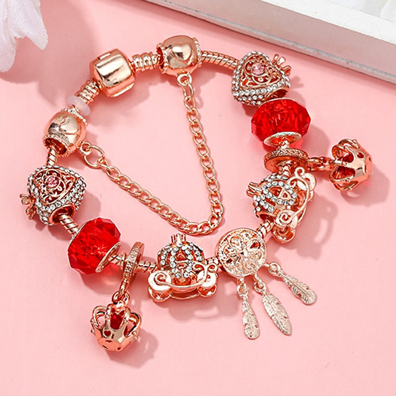 Foreign Trade Supply Rose Gold Crystal Charm Ladies Bracelet DIY Jewelry Boutique Brand Ladies Bracelet Gift Direct Sales