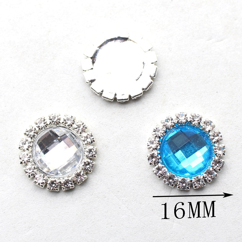 ZMASEY Sale Price 10Pcs/Lot 16MM Rhinestone Buttons Acrylic Diamond Button Invitation gail hair bowknot Flower Accessory