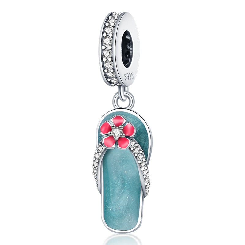 Ocean Charms 925 Sterling Silver Seashell Dolphin Mermaid Tail Blue Charms Fit Pandora Original Bracelet DIY Fashion Jewelry
