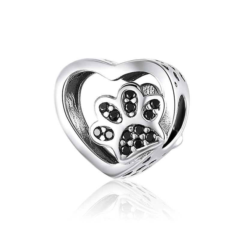 BISAER 925 Sterling Silver Heart Series Charm Bead Colorful Zircon Pendant Fit Family Mother&#39;s Day Birthday Bracelet DIY Jewelry