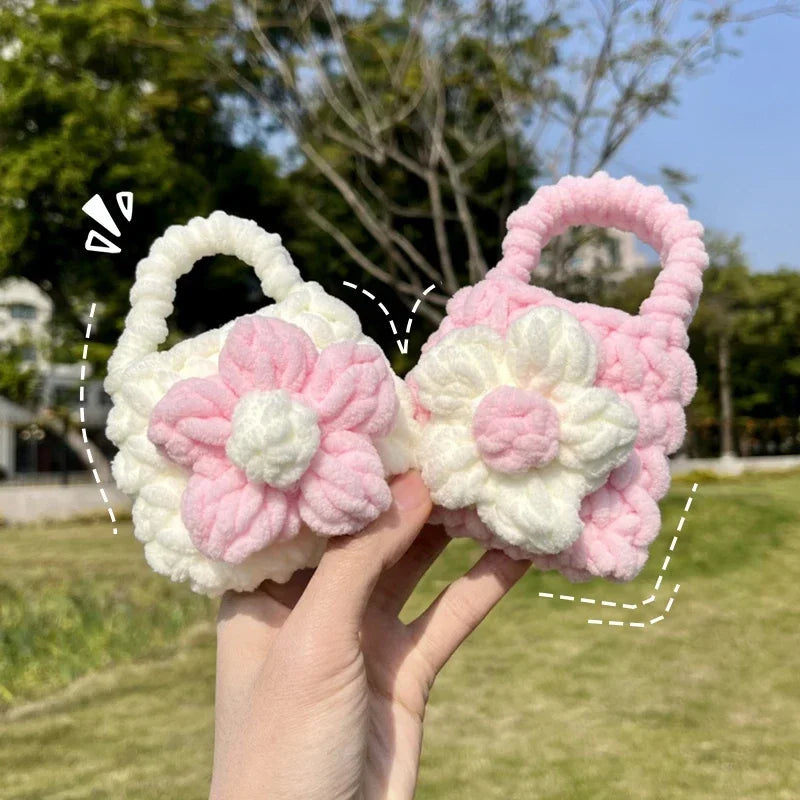 Cute Crochet Bag Woven Earphone Storage Bag Handmade Headphones Boxes Portable Knitted Headset Covers Holder Case Accessory