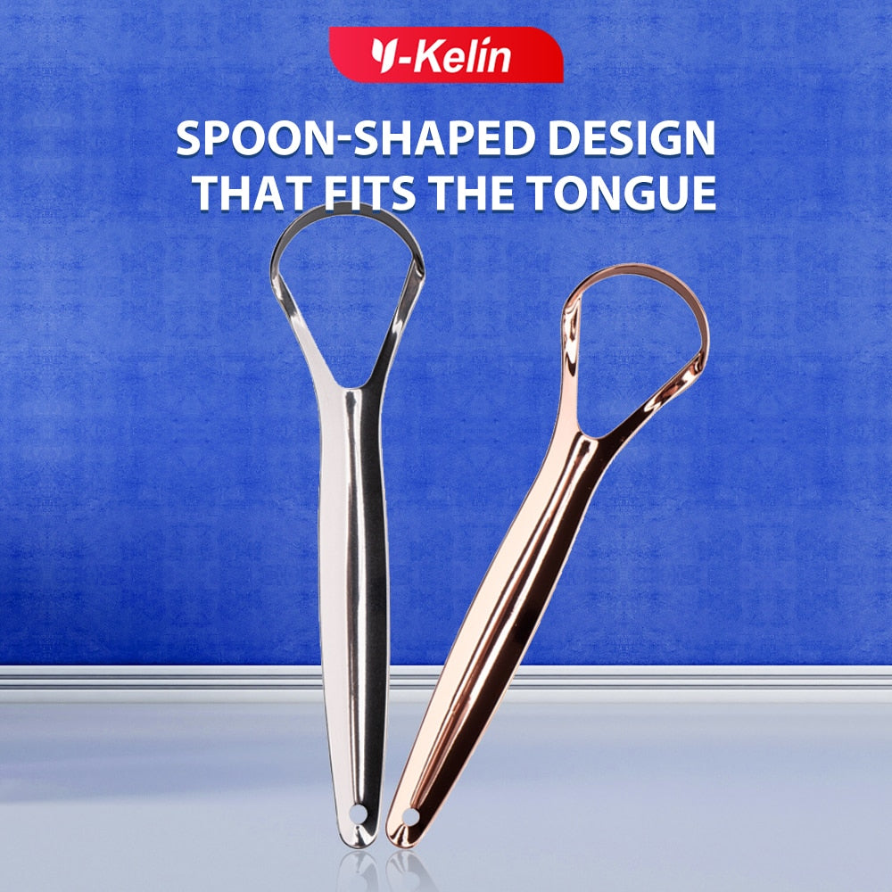 Y-Kelin Hot Sale Stainless Steel Tongue Scraper Metal  Cleaner Reusable &amp; Eco-friendly Brush Fresh Breath Oral Care