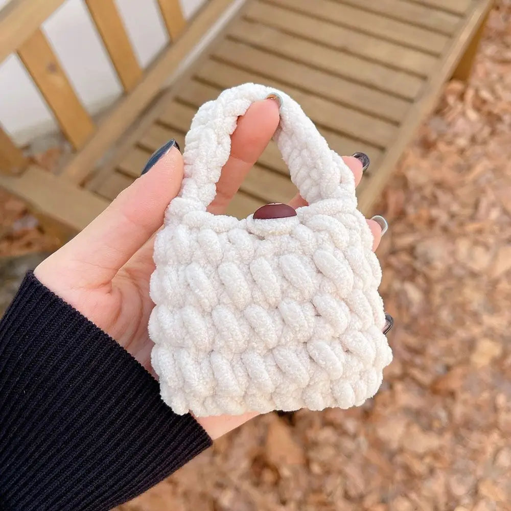 Plush Knitting Bear Bag Shell For Airports 1 2 Pro/Airpods 3 Pro 2 Headset Case Fluffy Bluetooth Earphone Charging Box Cover