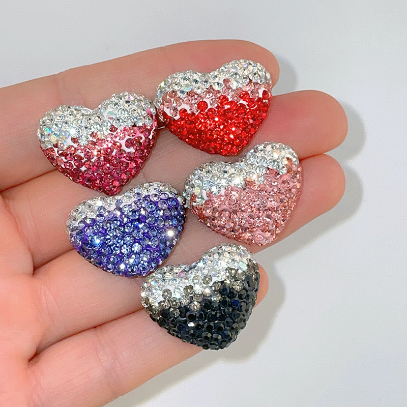 5PCs Glitter Heart Shape Charms Multicolor Pendant DIY Jewelry Necklace Bracelets Metal Pendants Jewelry 23mm