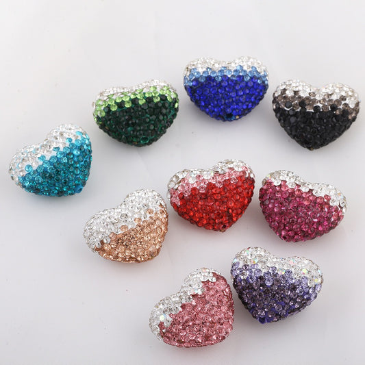 5PCs Glitter Heart Shape Charms Multicolor Pendant DIY Jewelry Necklace Bracelets Metal Pendants Jewelry 23mm