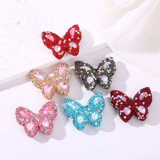 5PCs Glitter Butterfy Shape Beads Multicolor Pendant DIY Jewelry Necklace Bracelets Metal Charms Pendants Jewelry