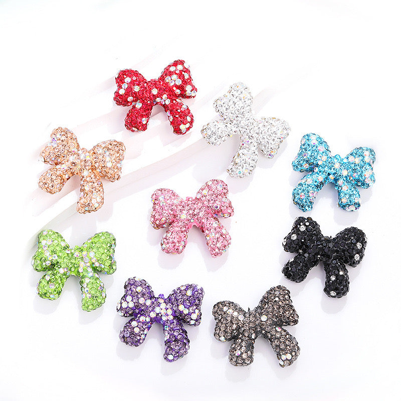 5PCs Glitter Bow Butterfy Shape Beads Multicolor Pendant DIY Jewelry Necklace Bracelets Metal Charms Pendants Jewelry