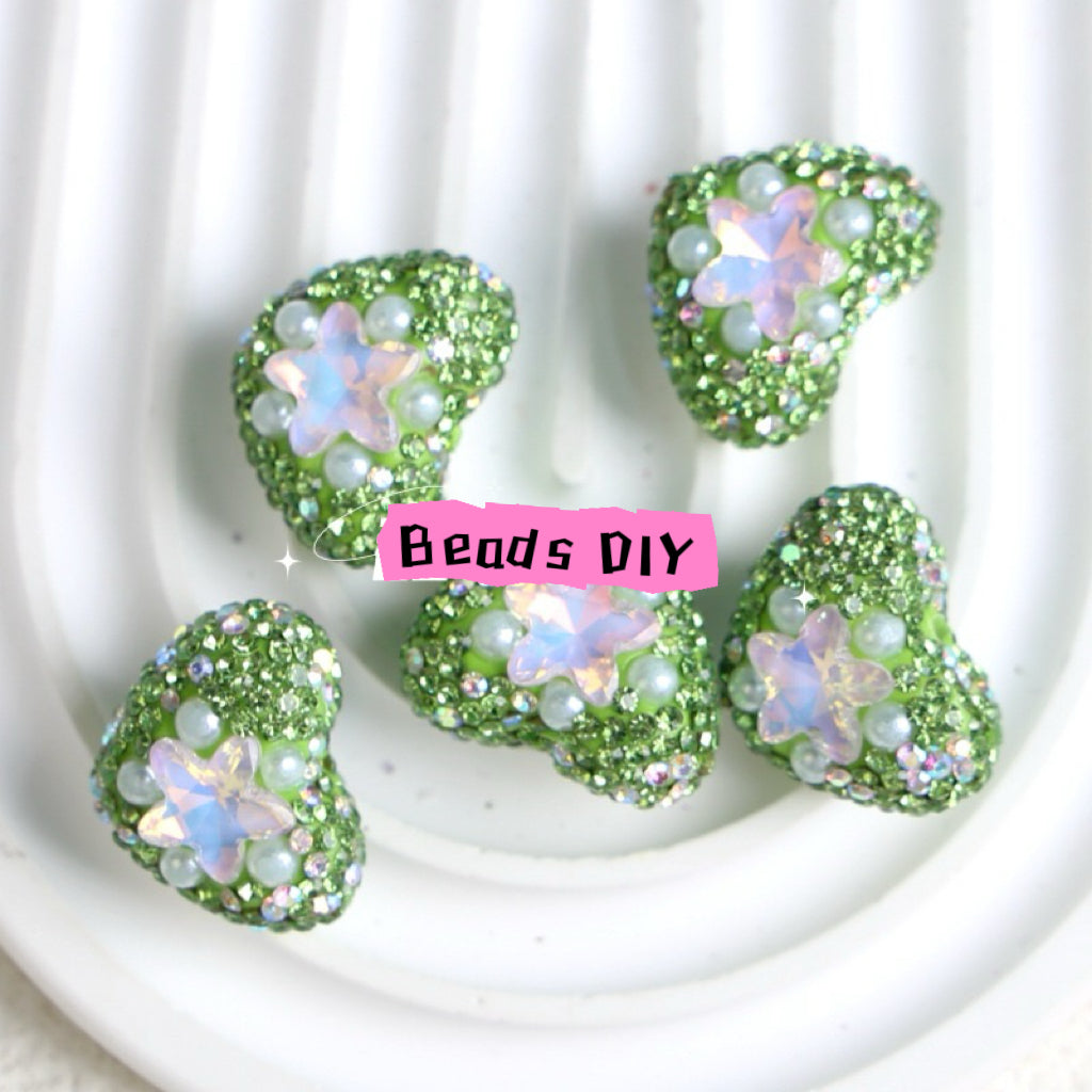 5PCs Heart Shape Star Beads Multicolor Pendant DIY Jewelry Necklace Bracelets Metal Charms Pendants Jewelry