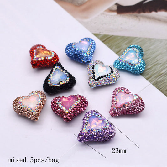 5PCs Heart Shape Charms Multicolor Pendant DIY Jewelry Necklace Bracelets Metal Pendants Jewelry 23mm