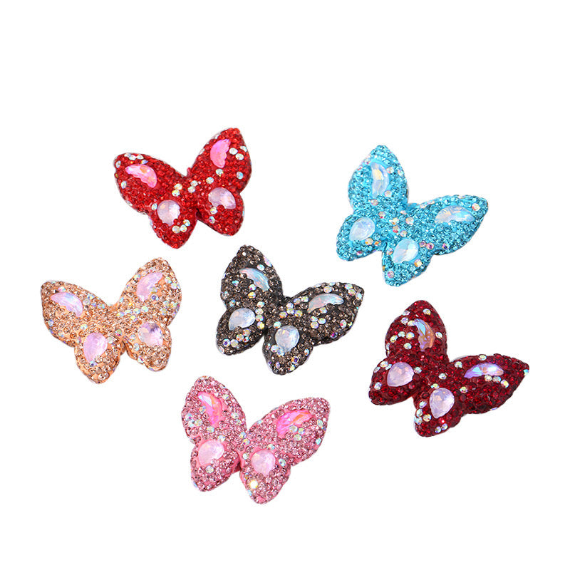 5PCs Glitter Butterfy Shape Beads Multicolor Pendant DIY Jewelry Necklace Bracelets Metal Charms Pendants Jewelry