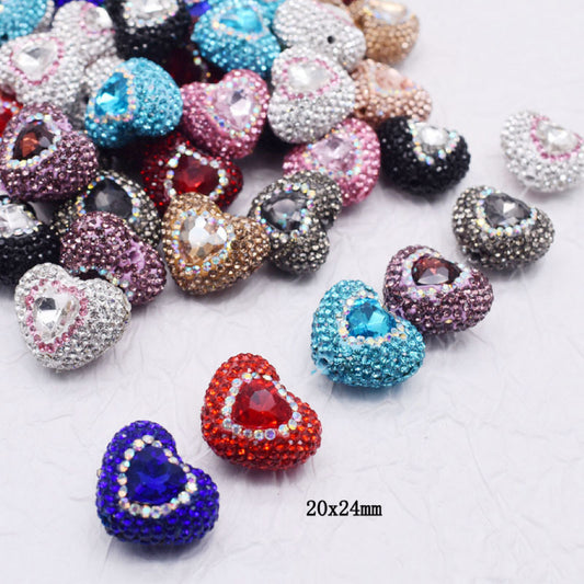 5PCs Glitter Heart Shape Beads Multicolor Pendant DIY Jewelry Necklace Bracelets Metal Charms Pendants Jewelry