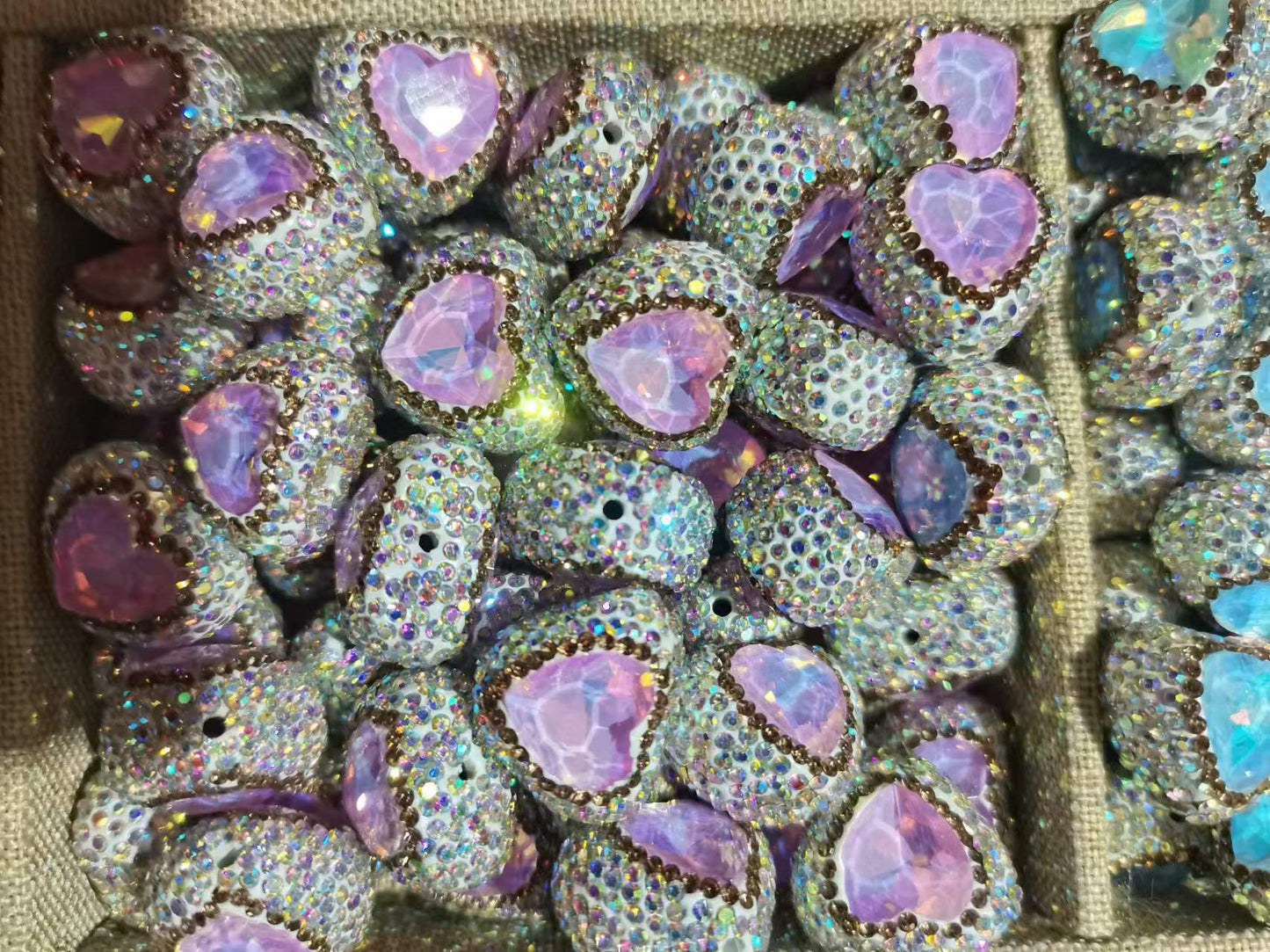 5PCs Glitter Heart Shape Beads Multicolor Pendant DIY Jewelry Necklace Bracelets Metal Charms Pendants Jewelry