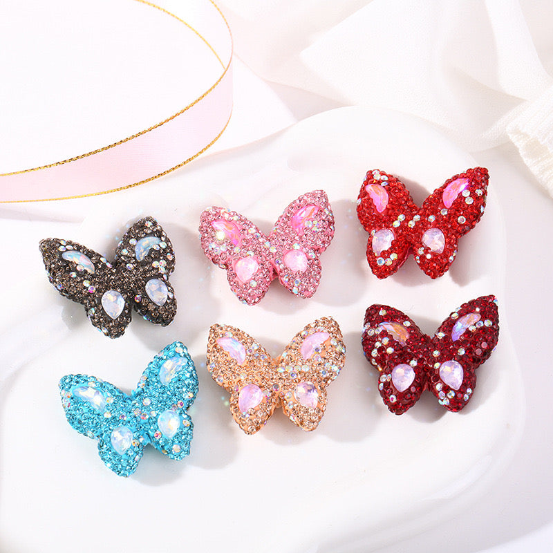 5PCs Glitter Butterfy Shape Beads Multicolor Pendant DIY Jewelry Necklace Bracelets Metal Charms Pendants Jewelry