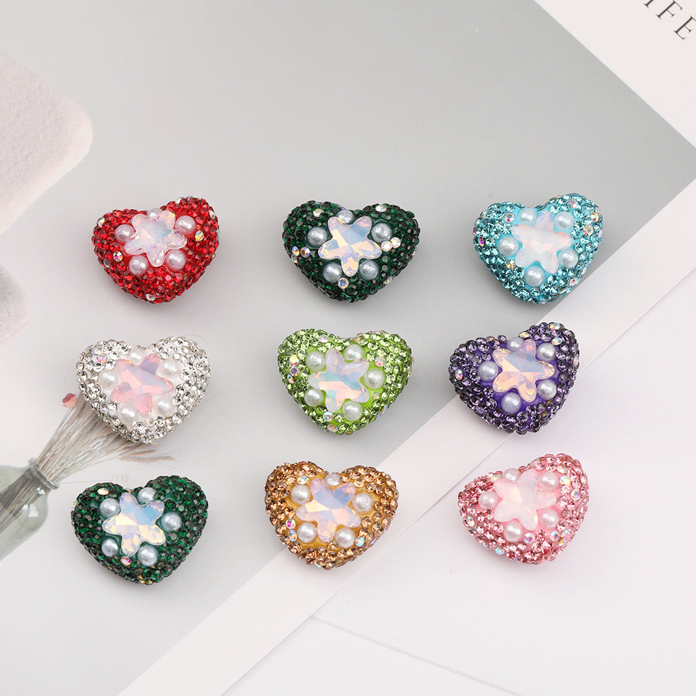 5PCs Heart Shape Star Beads Multicolor Pendant DIY Jewelry Necklace Bracelets Metal Charms Pendants Jewelry