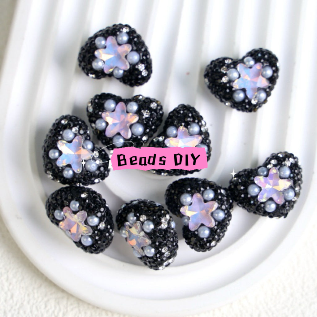 5PCs Heart Shape Star Beads Multicolor Pendant DIY Jewelry Necklace Bracelets Metal Charms Pendants Jewelry