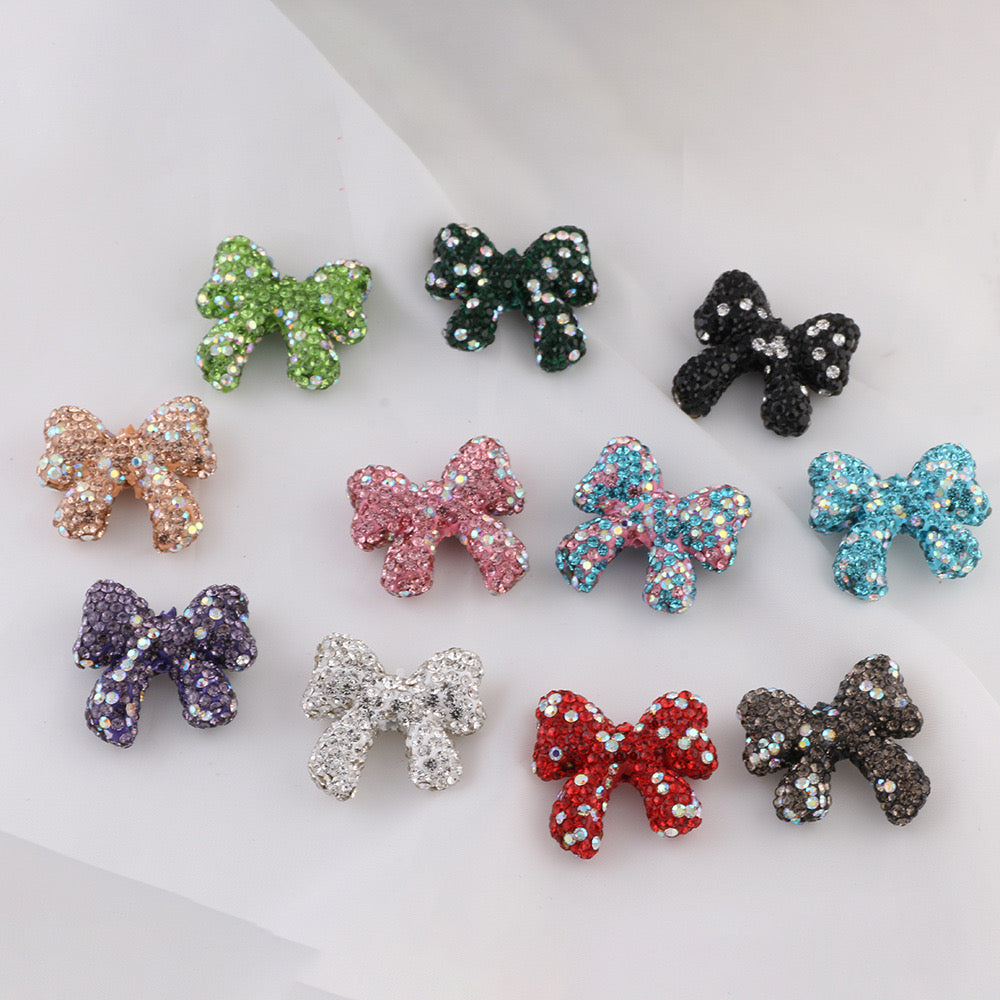 5PCs Glitter Bow Butterfy Shape Beads Multicolor Pendant DIY Jewelry Necklace Bracelets Metal Charms Pendants Jewelry