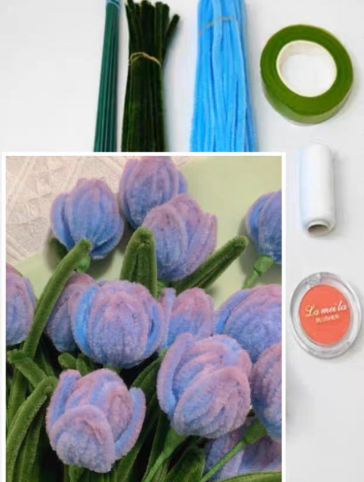 DIY raw material pipe cleaner tulips flower handcraft for birthday gift