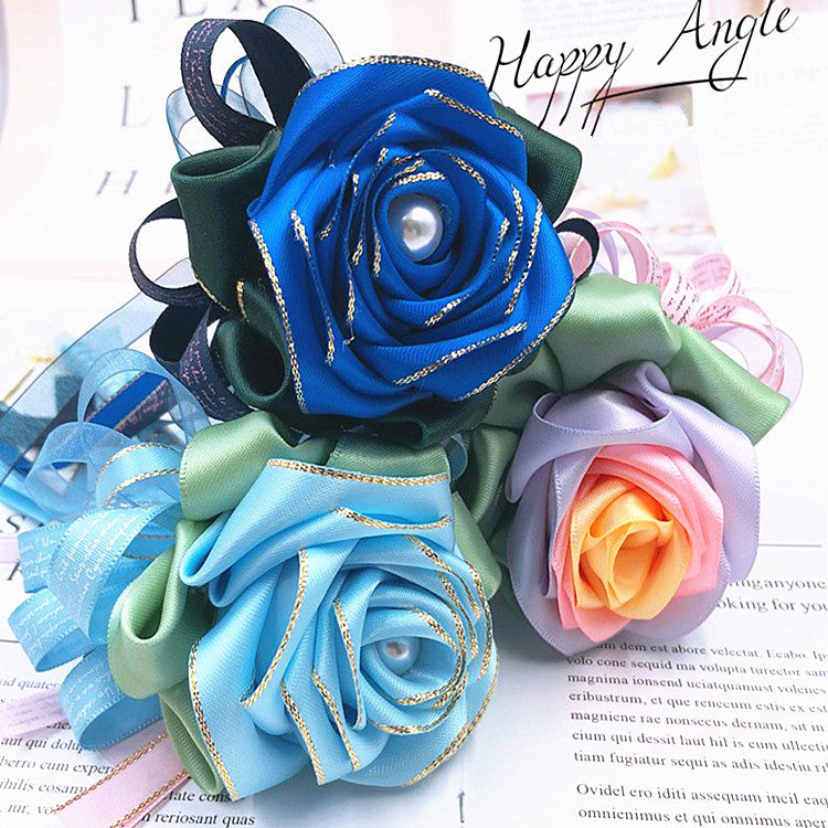 Colorful chiffon satin ribbon yard DIY rose flower handcraft birthday gift