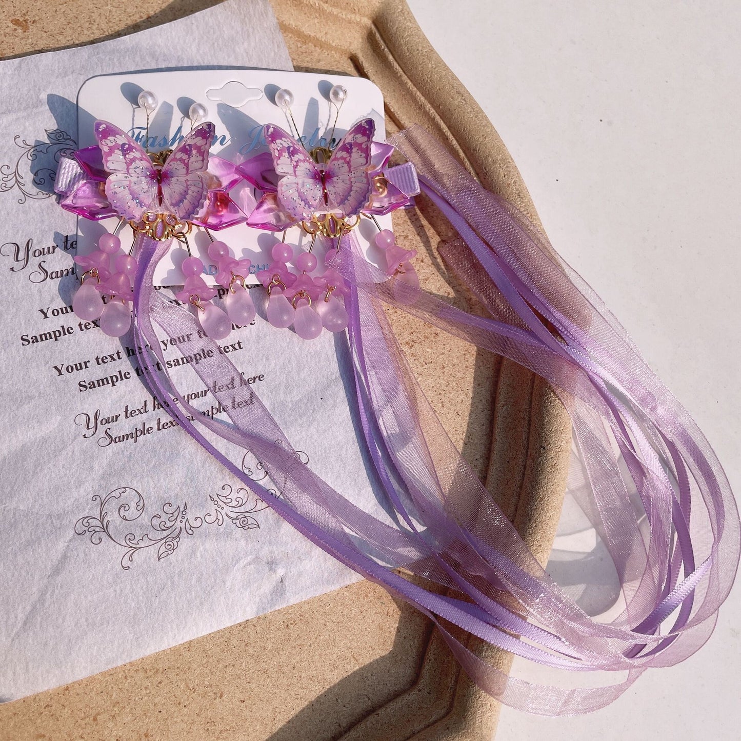Pinza de pelo productos para el cabello de mariposa hechos a mano regalo personalizado accesorios personalizados