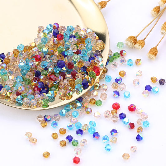 4mm Bicone Crystal Beads Glass Beads Loose Spacer Beads bracelet Jewelry Making Accessories wholesale 1000pcs Big Bag Colorful