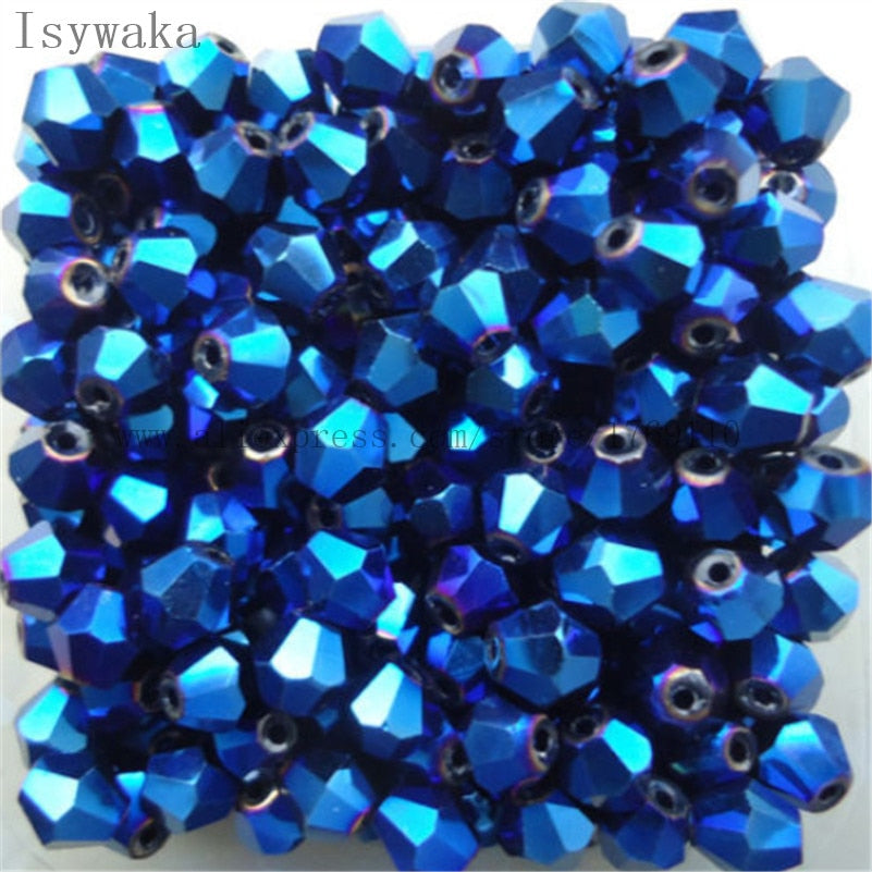 Isywaka, venta, azul, Multicolor, 100 Uds., 4mm, bicono, abalorios de cristal de Austria, abalorios de cristal, cuentas espaciadoras sueltas para fabricación de joyas DIY