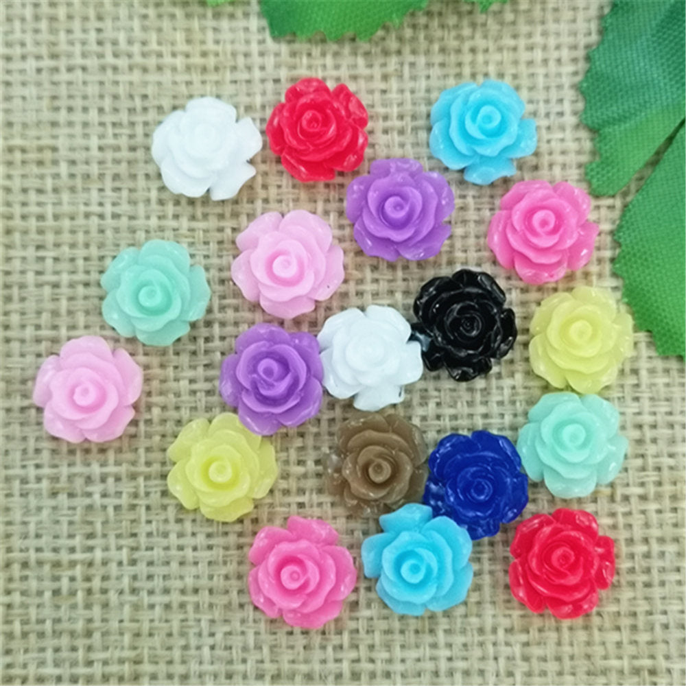 80 Uds resina Rosa cuentas botones adornos Scrapbooking DIY Craft 10mm