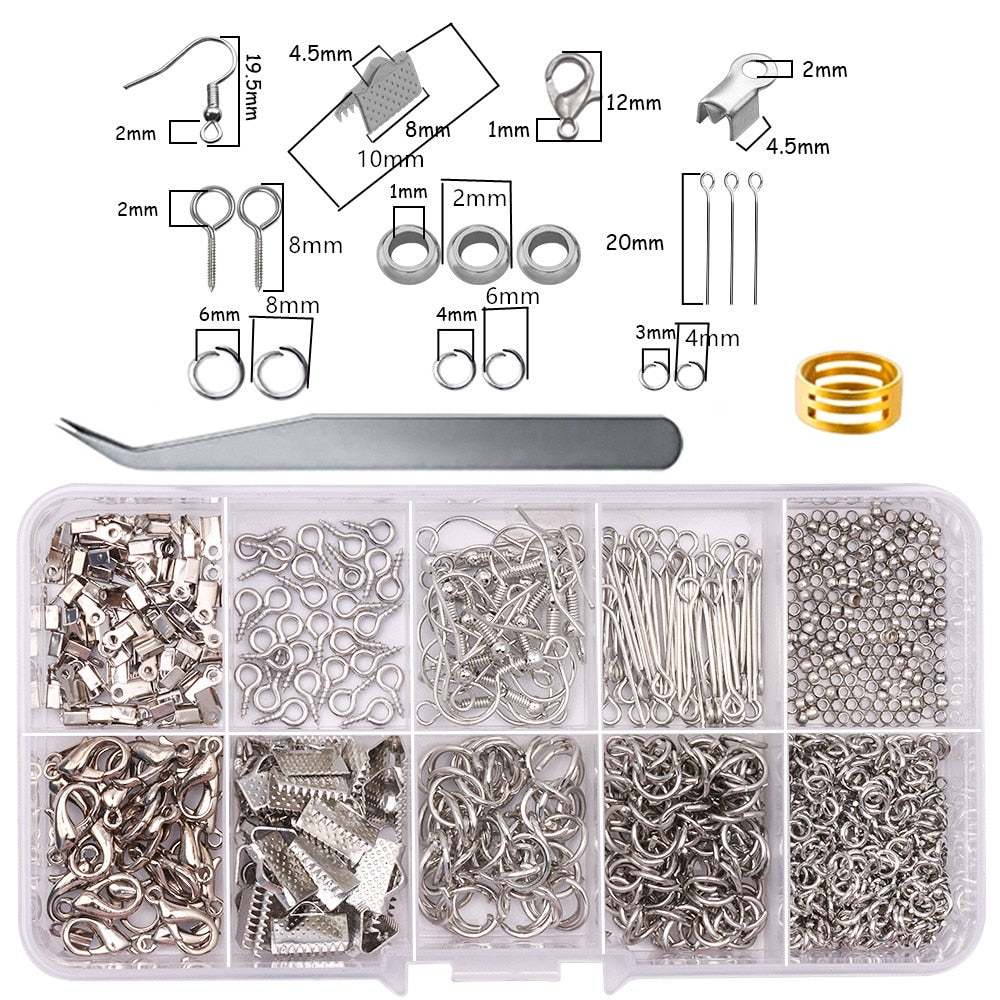 Alloy Jewelry Accessories Set Jewelry Making Tools Copper Wire Open Ring Earrings Hook Jewelry Diy handicraft Supplies Set