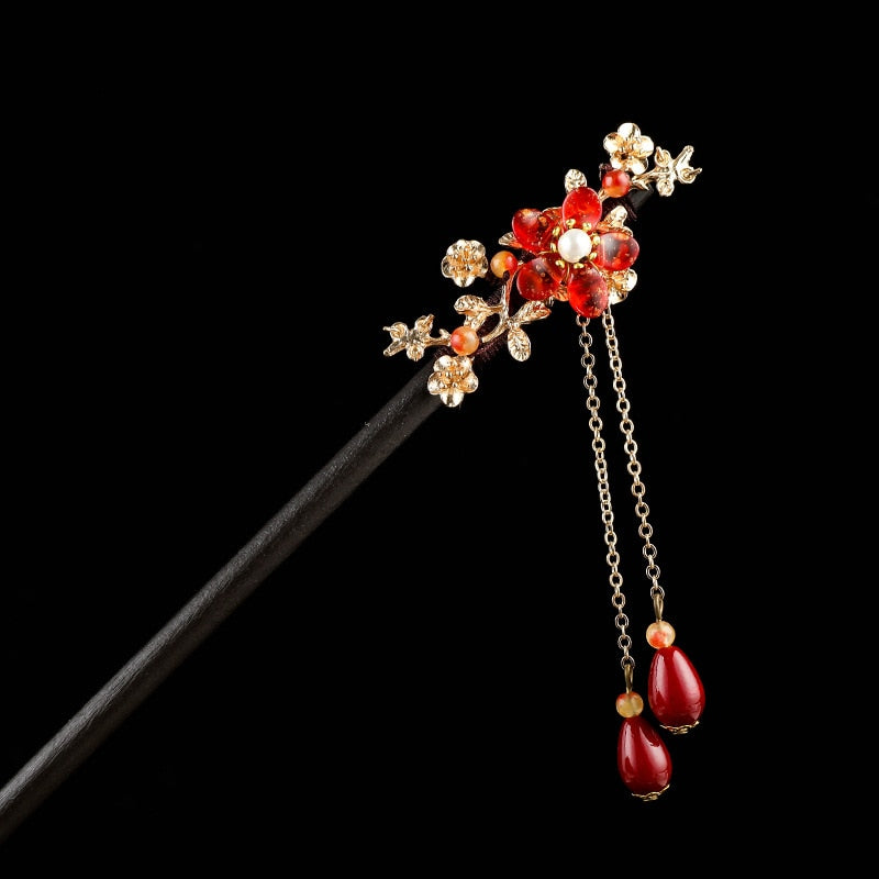 Vintage Wood Flower Hairpin For Women Antique Hair Stick For Girl Hair Clip Costume Chinese Hair Accessories Hair Pins заколки