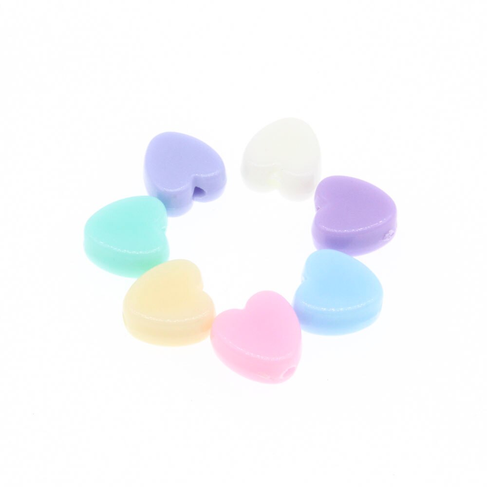 Acrylic Charm Beads Heart Mixed For DIY Jewelry Making 8mm