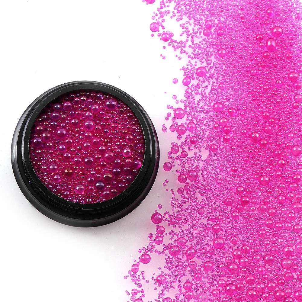 1 caja de Mini bolas de burbujas de 0,6-3mm, cuentas de cristal rosa coloridas en la parte inferior para relleno de resina UV DIY, decoraciones 3D para decoración de uñas