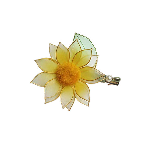 Perhiasan buatan tangan diy bunga buatan cairan bunga matahari jepit rambut hadiah ulang tahun yang dipersonalisasi